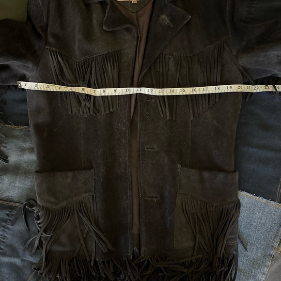 Vintage Black Suede Fringe Leather Jacket - Picture 10 of 16